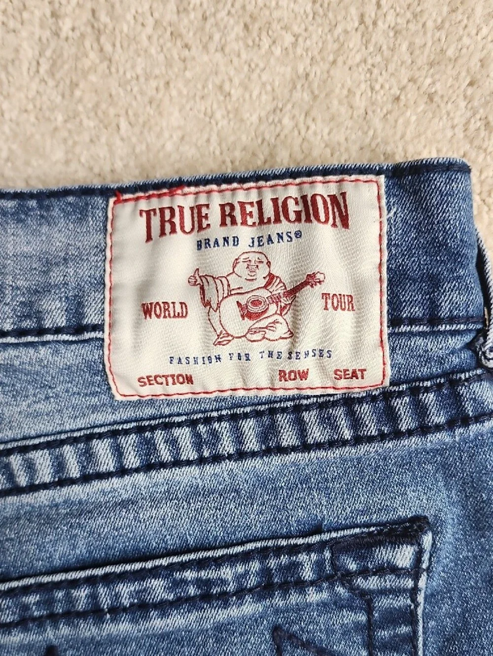 True Religion Classic Ricky Relaxed Straight  Blue Denim Shorts